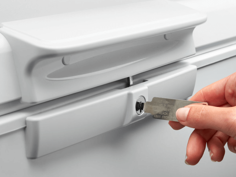 Key locking a chest freezer Key locking a chest freezer
