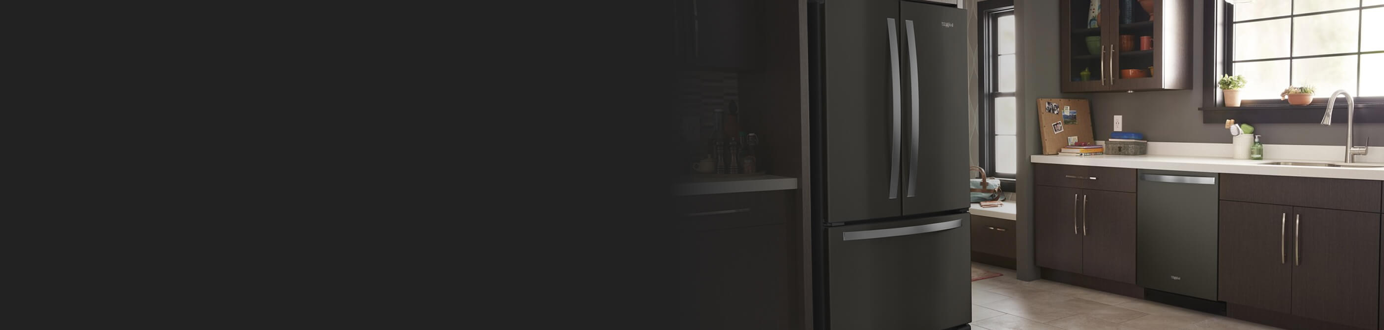 Whirlpool® French door refrigerator in open kitchen