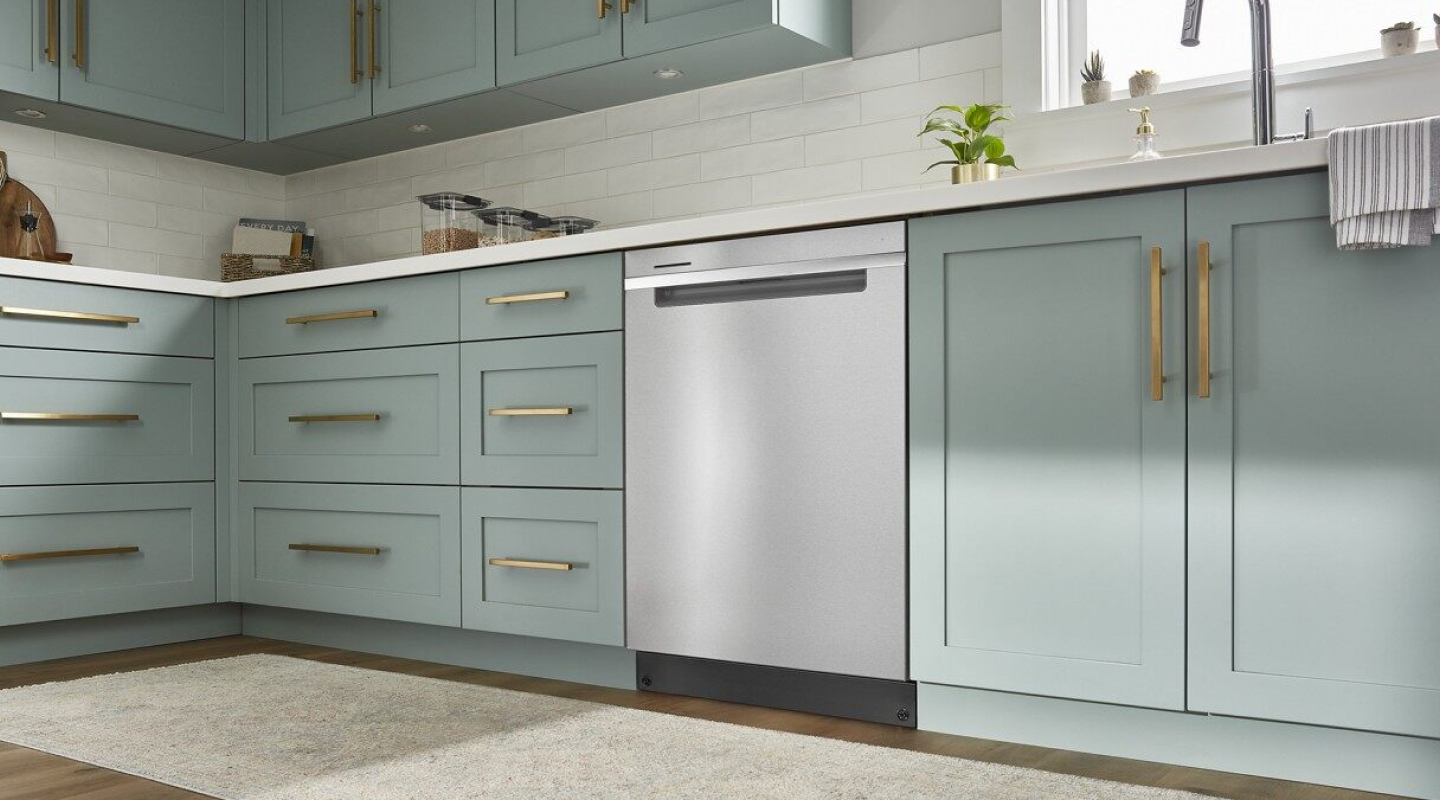 A Whirlpool® dishwasher in a modern kitchen.