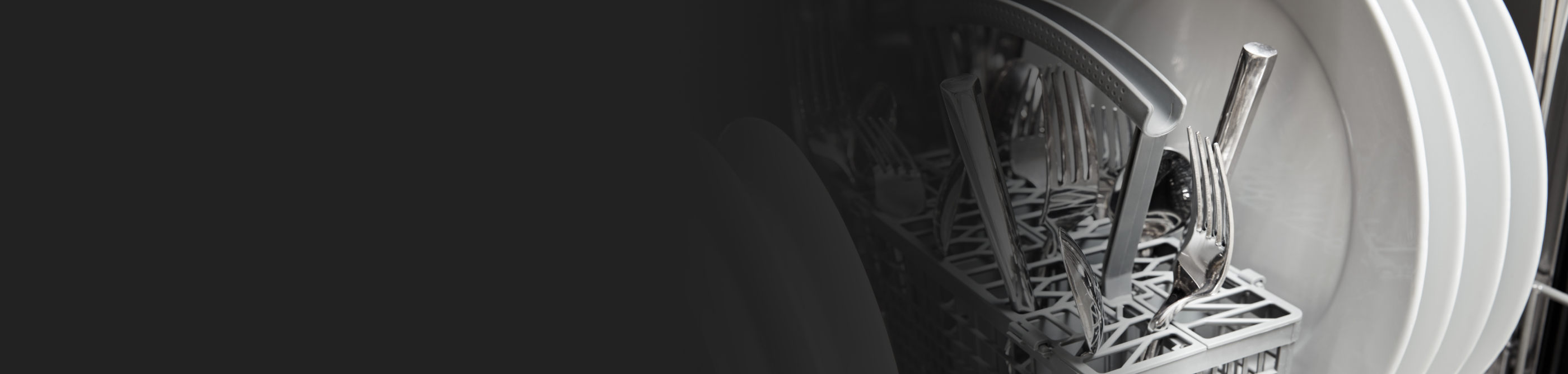 A closeup of the interior of a Whirlpool® dishwasher.