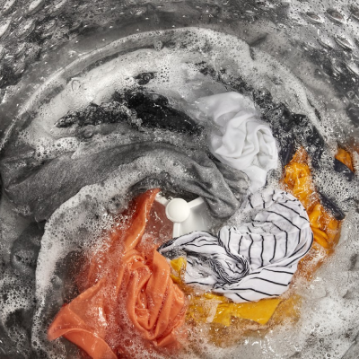 Clothes agitating in a wash cycle