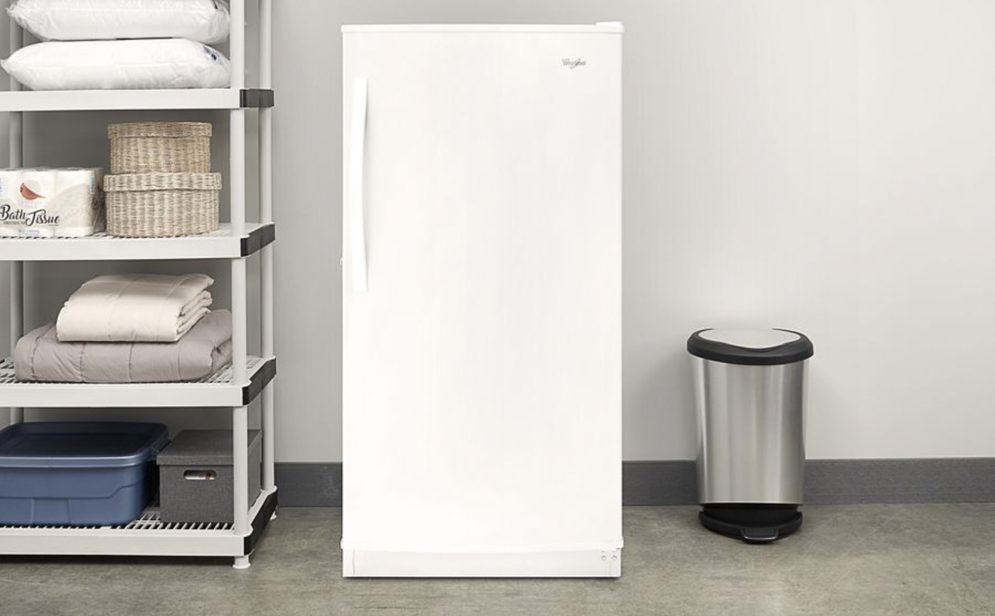 Whirlpool® freezer in a garage Whirlpool® freezer in a garage