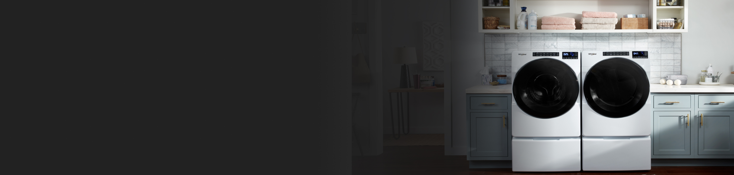 White Whirlpool® front loading washer and dryer