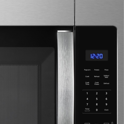 Closeup of the control panel on a microwave