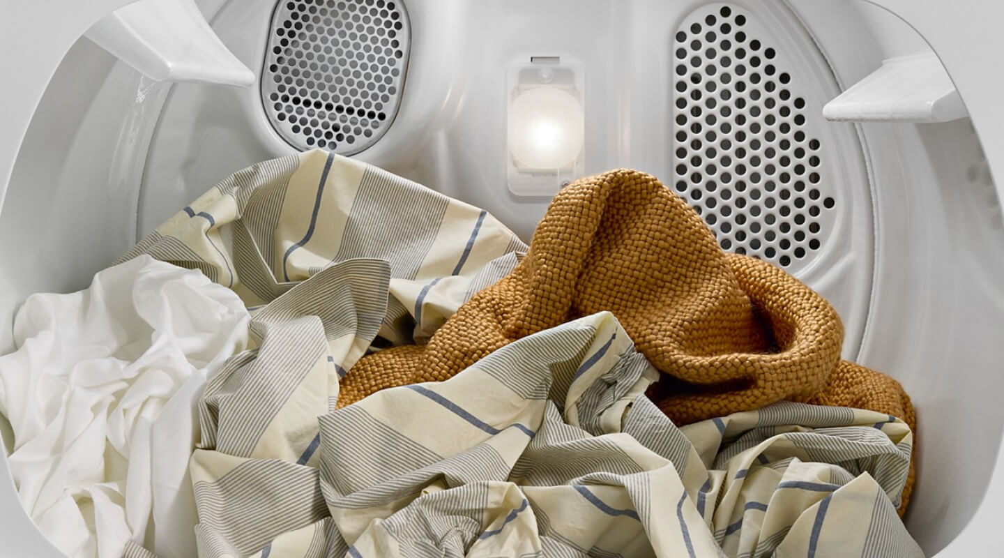 Dried lothes inside a dryer