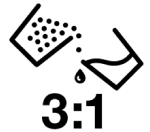 Two cups and 3:1 mixture icon.