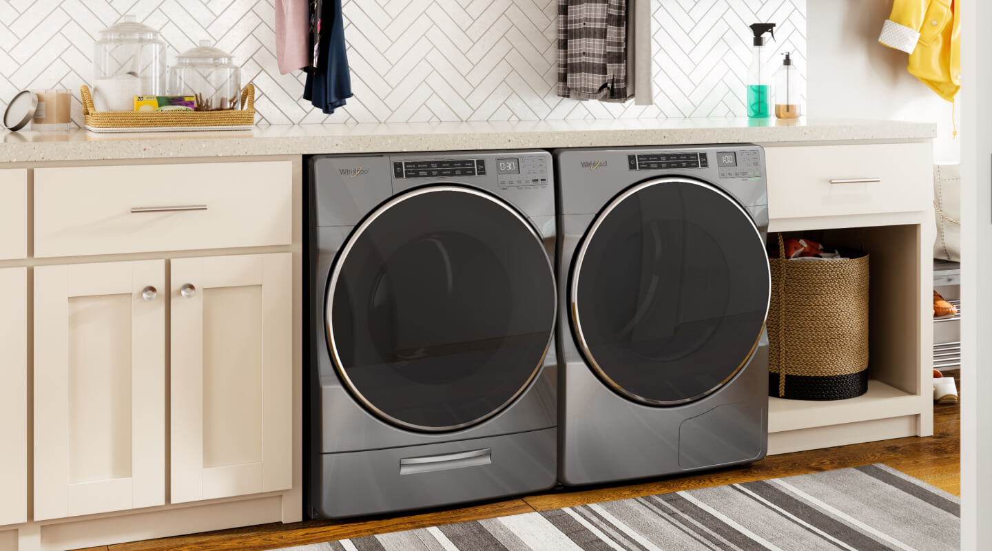 Whirlpool® Washer and Dryer in a laundry room