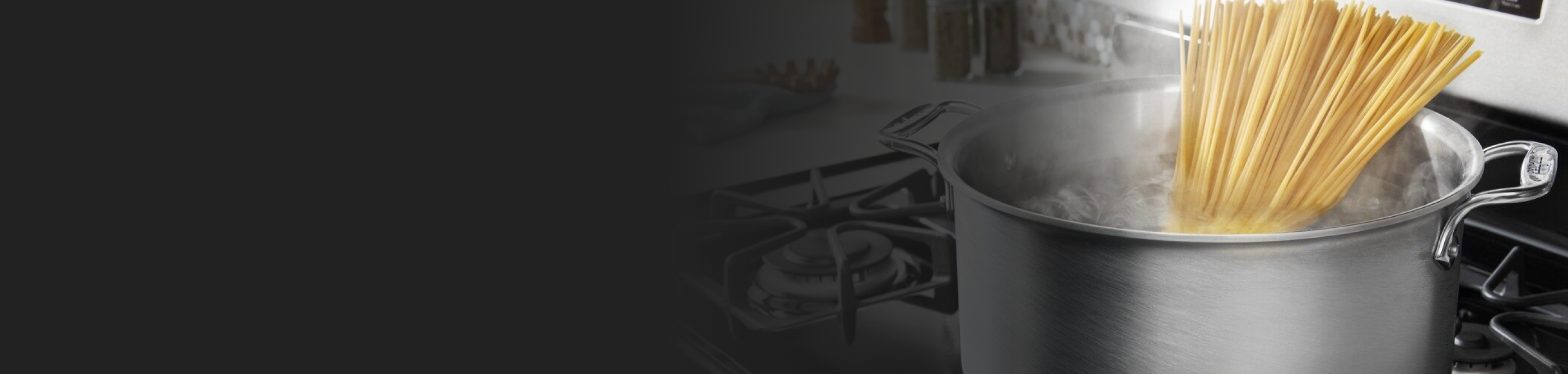 Pasta cooking on a stove