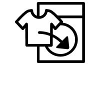 A shirt with an arrow pointing to a washer icon.