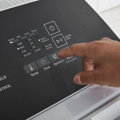 Whirlpool® dryer control panel.