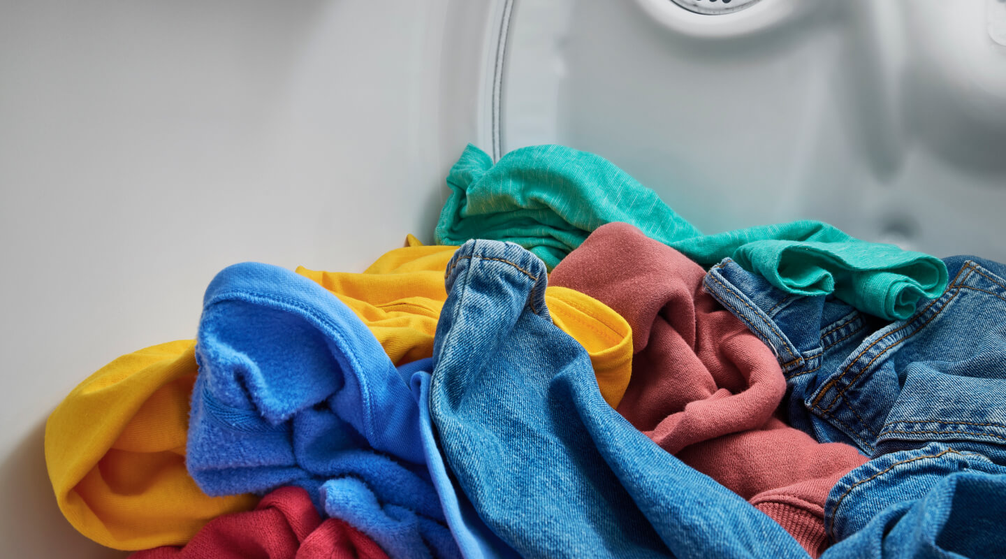 Clothes inside a dryer