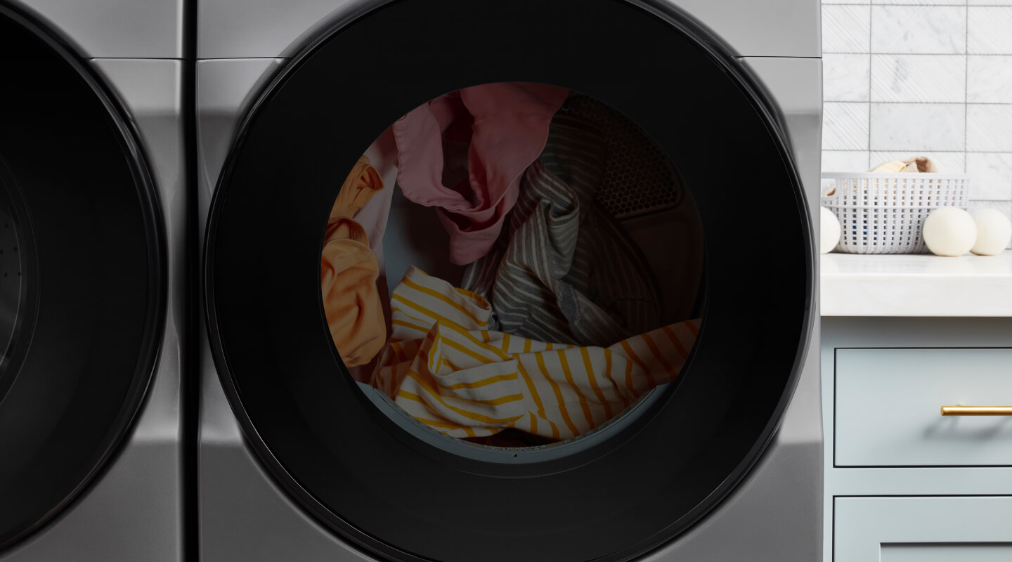 Clothes inside a Whirlpool® Dryer