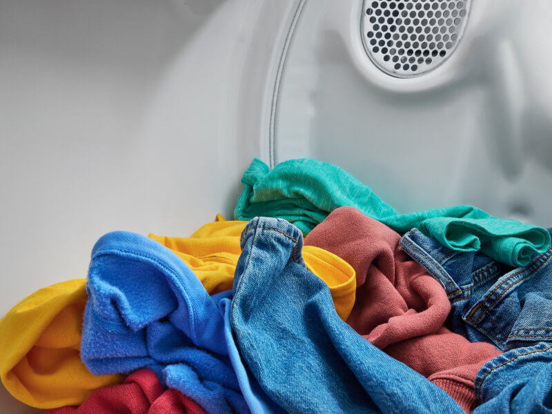 Clothes inside a dryer