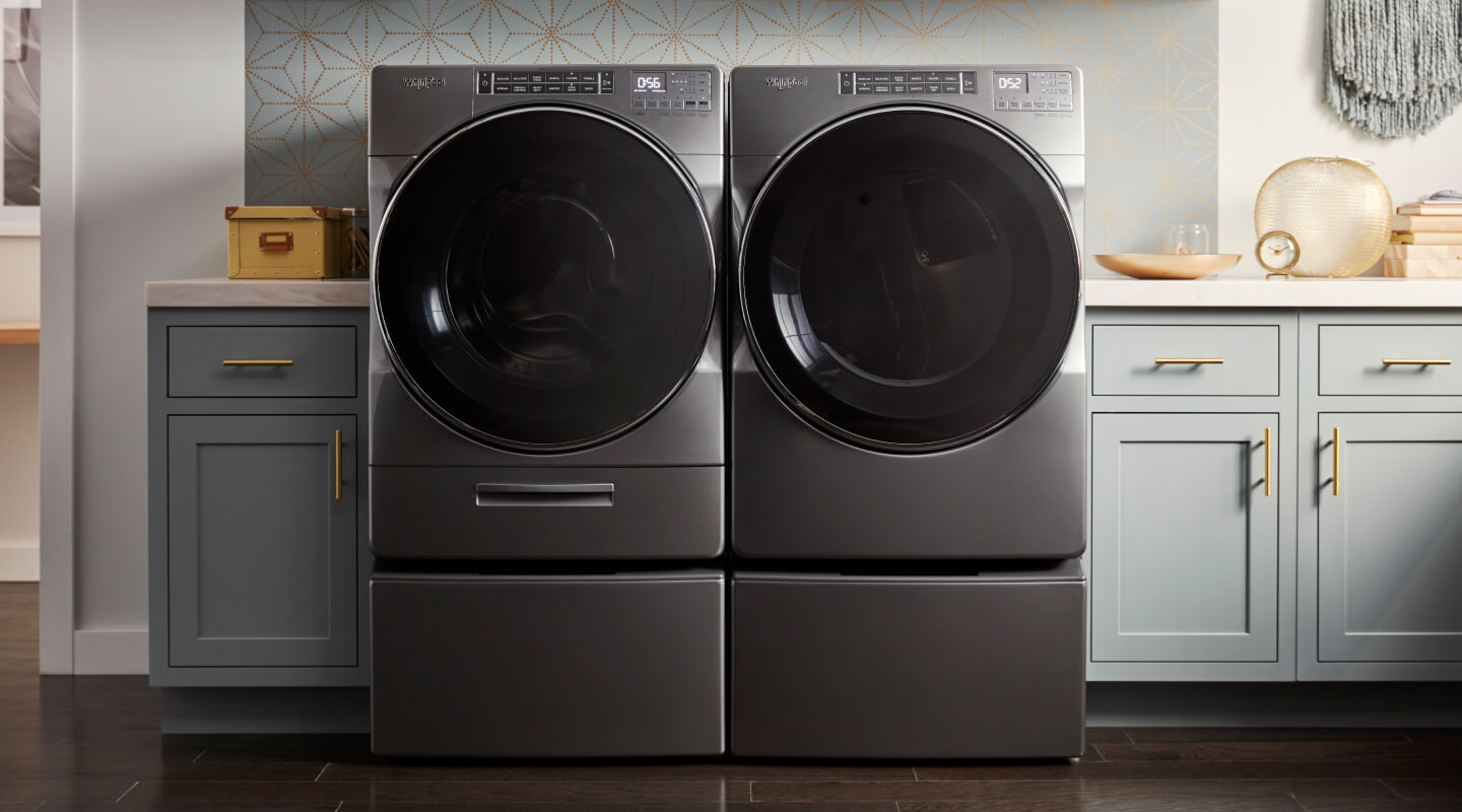Front load washer and dryer set