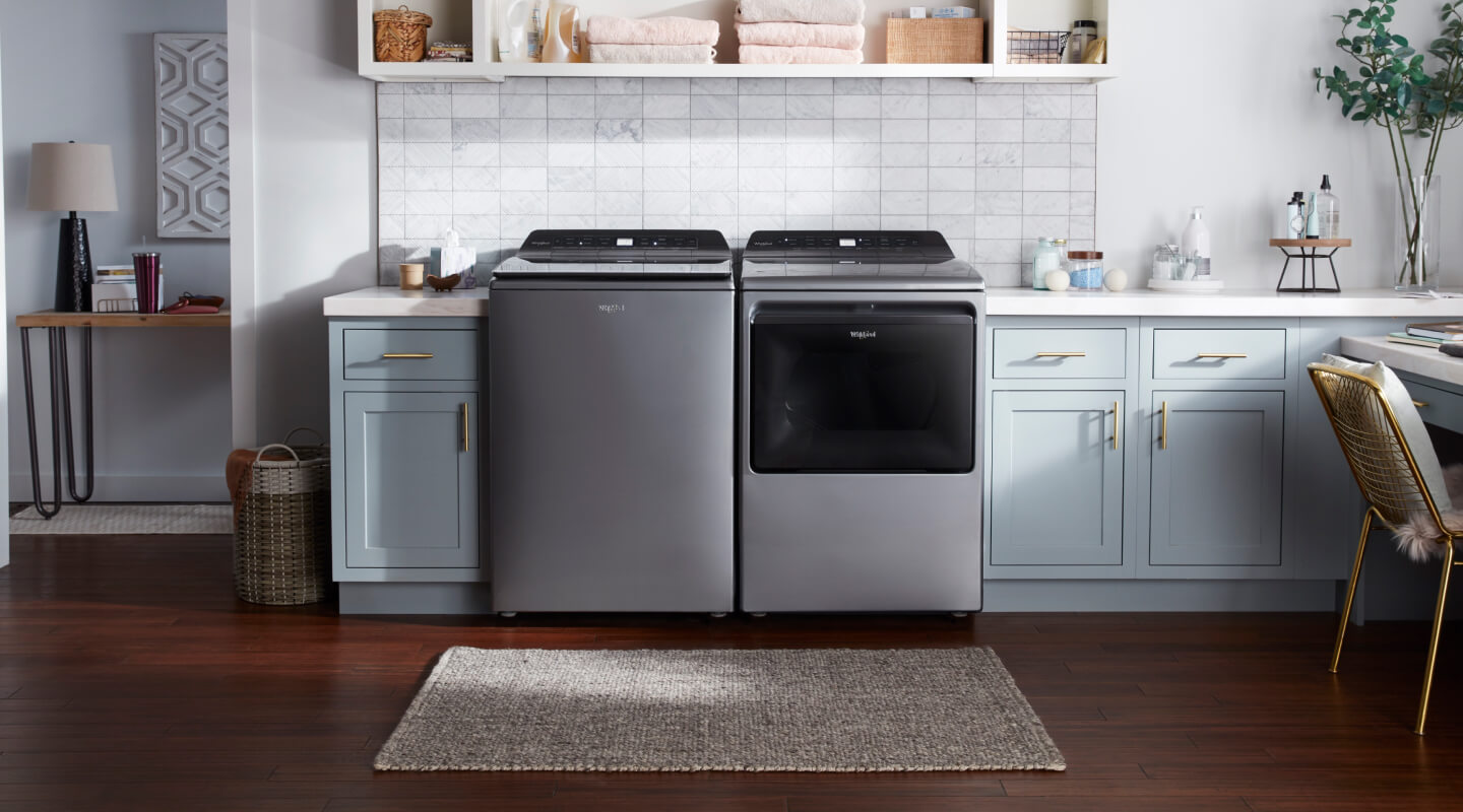 Top load washer and dryer set