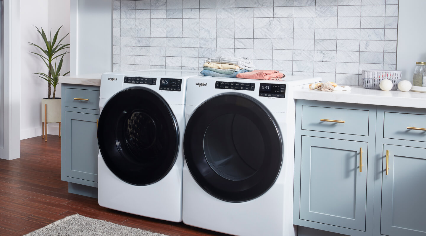 White front load washer and dryer set