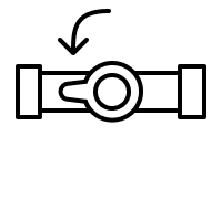 Water supply valve switched to “ON” icon