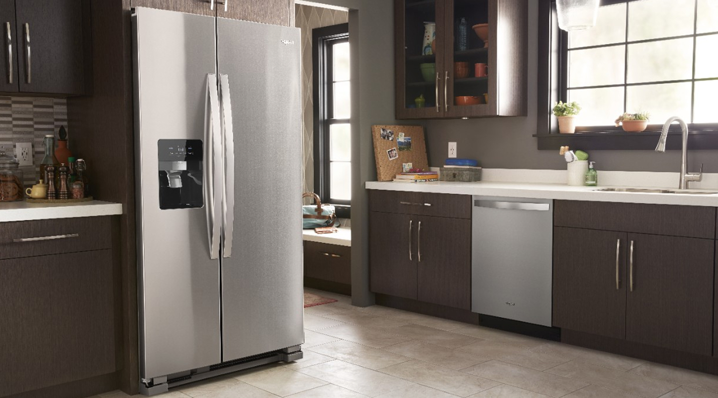 Side-by-side refrigerator in a modern kitchen