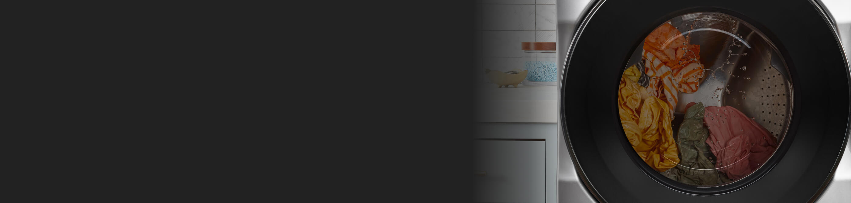 A washer filled with clothes