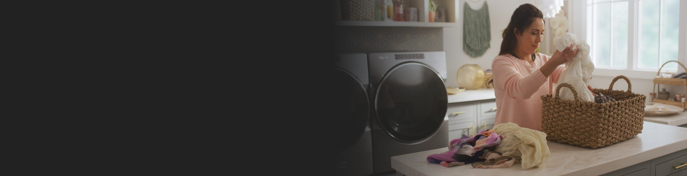 Woman sorting laundry