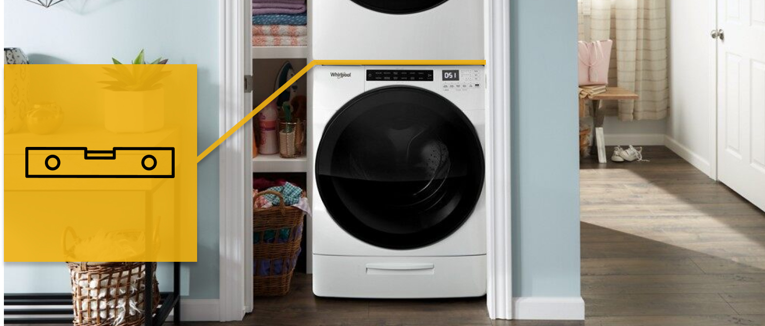 Washer with a leveling icon Washer with a leveling icon