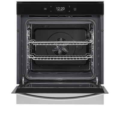 A gas oven with the door opened