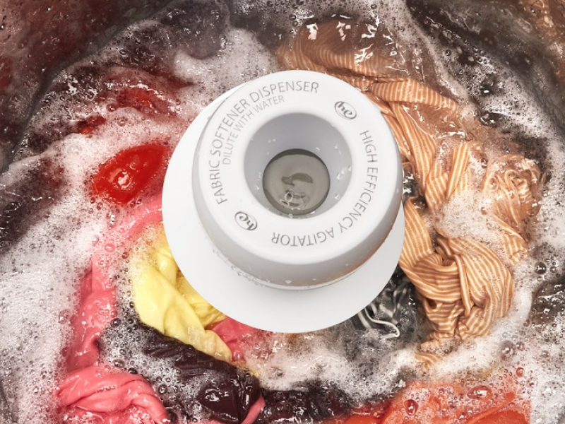 Clothes agitating in a top-load washer