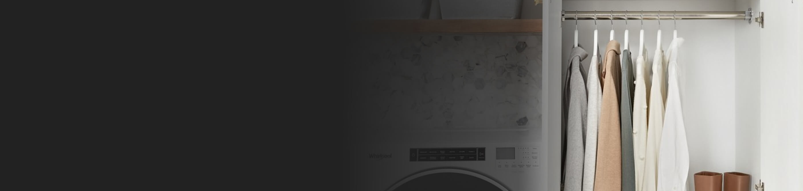 Shirts hanging in a closet