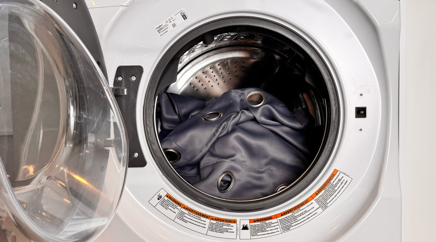 Curtains in a front load washer Curtains in a front load washer