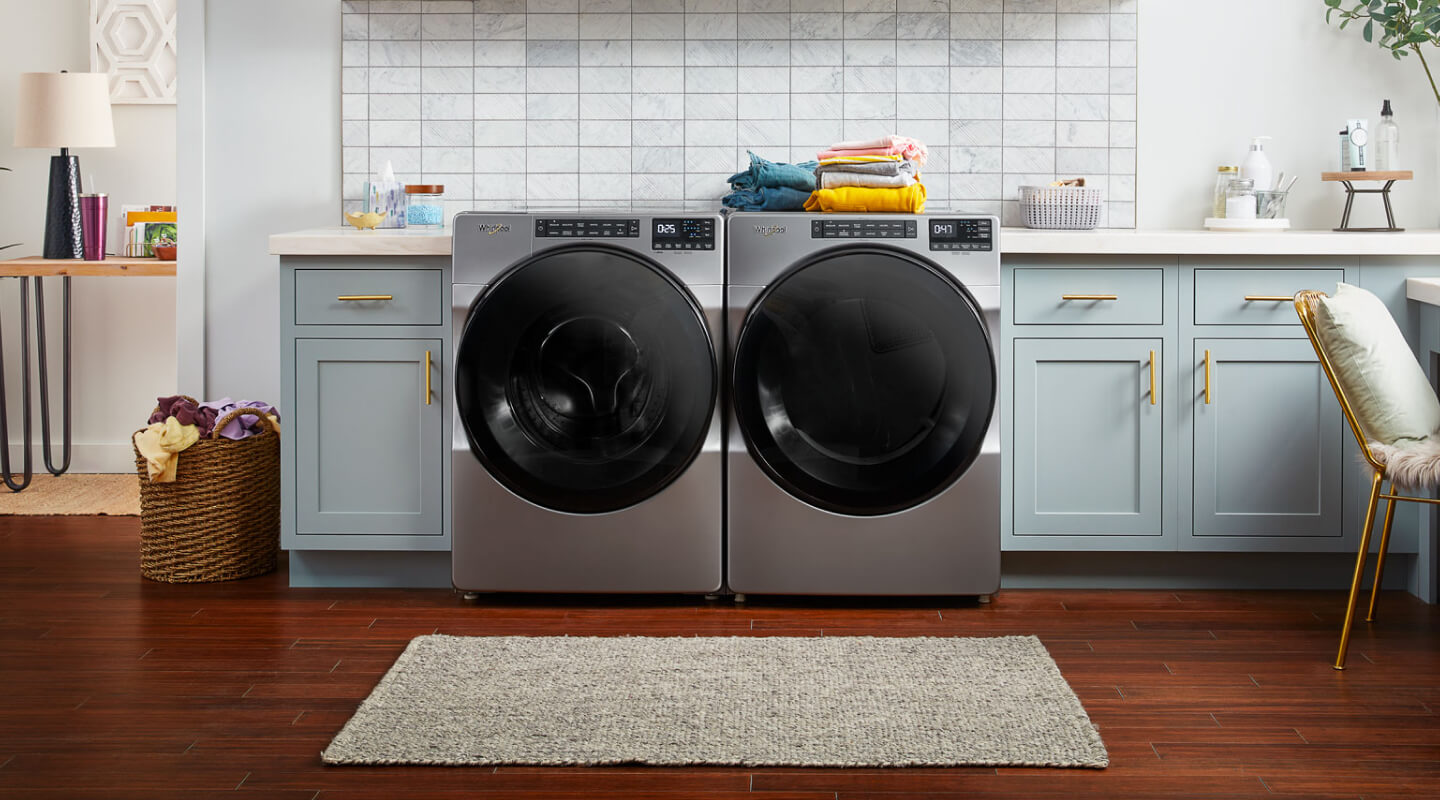 Matching front load washer and dryer pair from Whirlpool brand