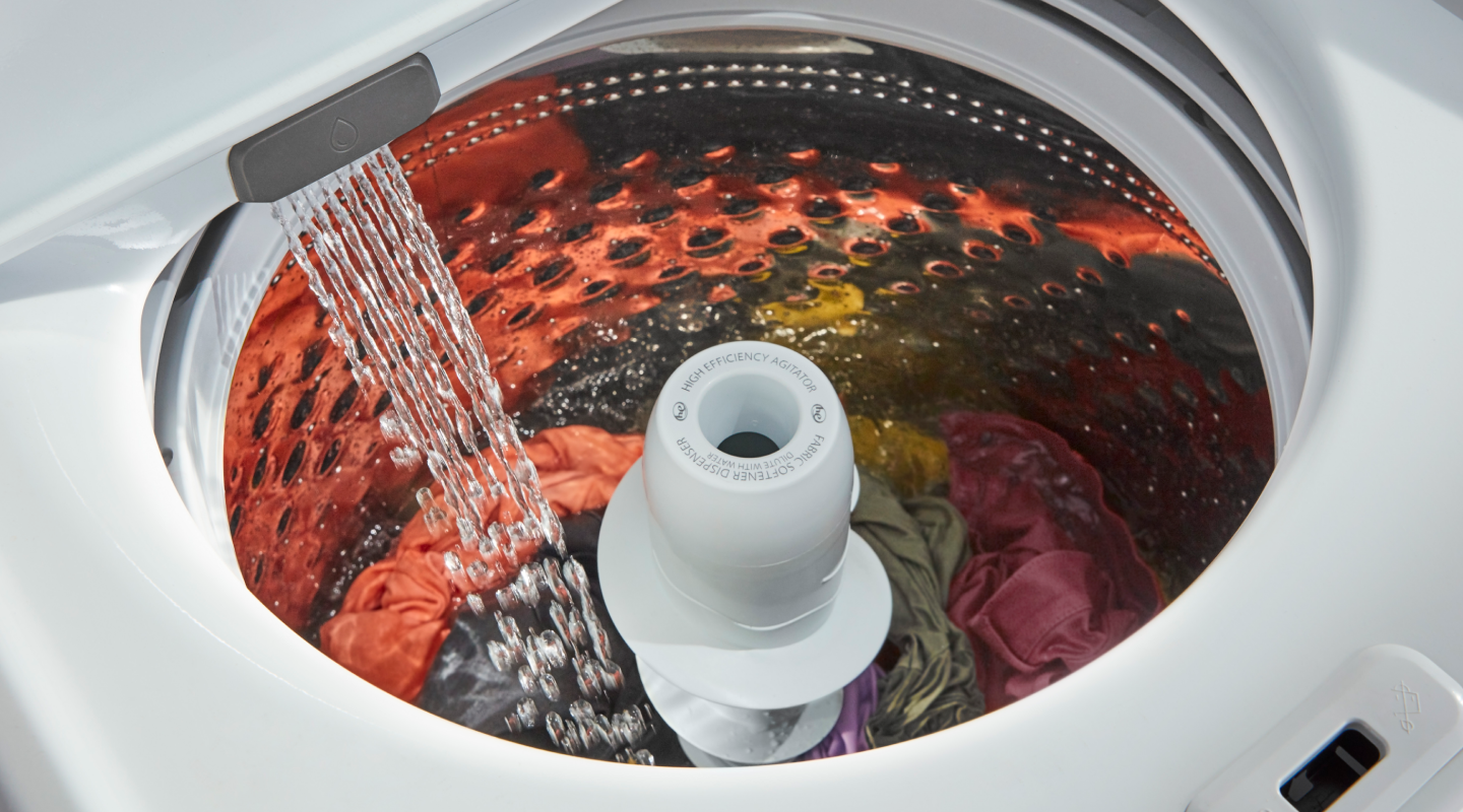 A washer drum filling with water A washer drum filling with water