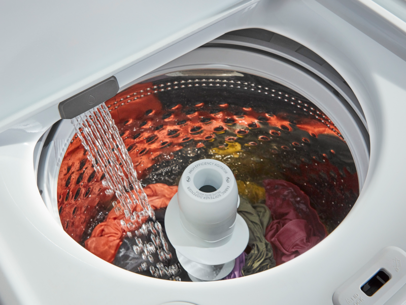 A washer drum filling with water A washer drum filling with water