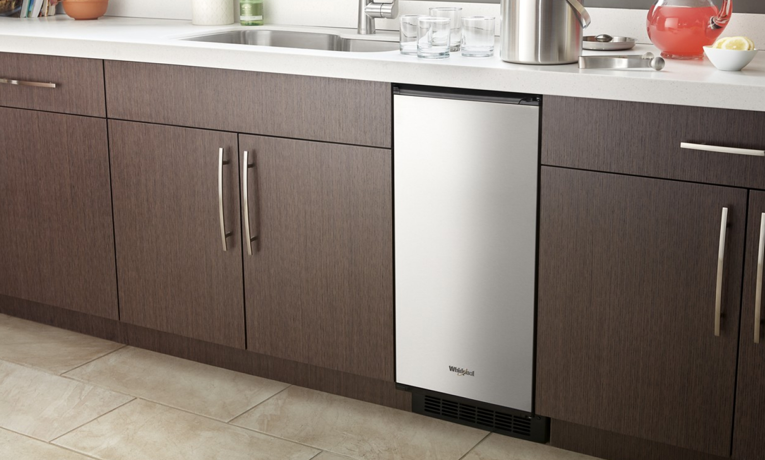 Stainless steel undercounter ice maker