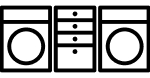 Cabinet between a washer and dryer icon