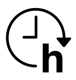 Clock with “h” for delay start icon