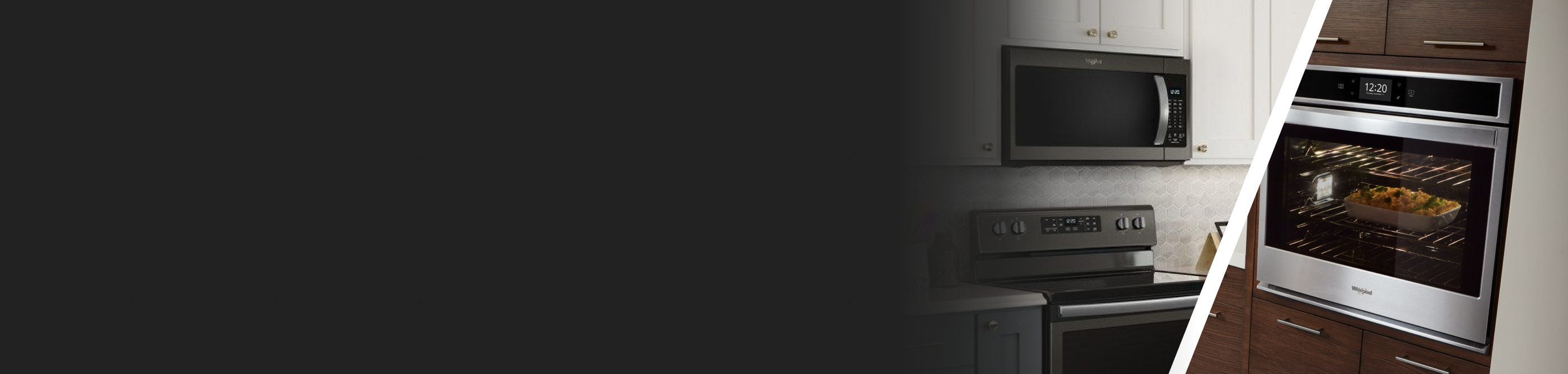 Microwave and convection oven in kitchen