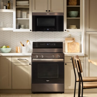 Whirlpool® Over-the-Range Microwave above Whirlpool® Electric Range