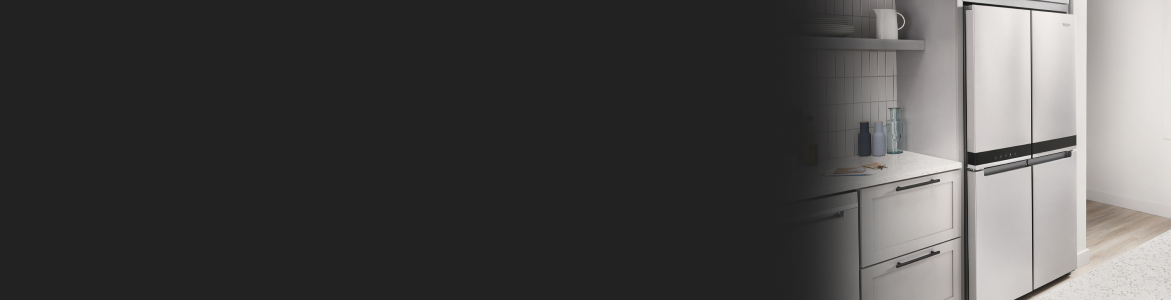 A counter-depth refrigerator in a kitchen