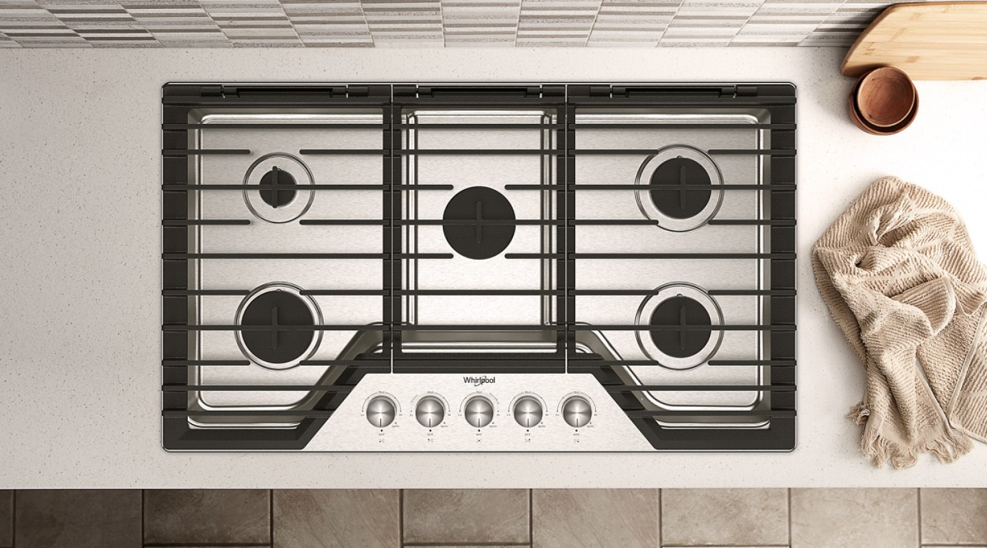Overhead view of a cooktop