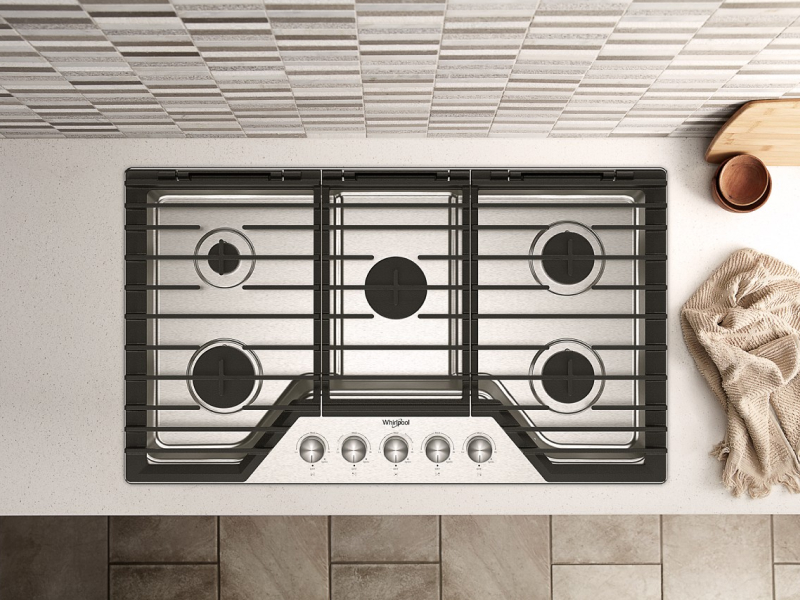 Overhead view of a cooktop