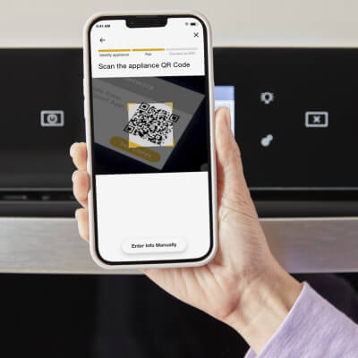 Person using Scan-To-Connect Technology on the Whirlpool® App