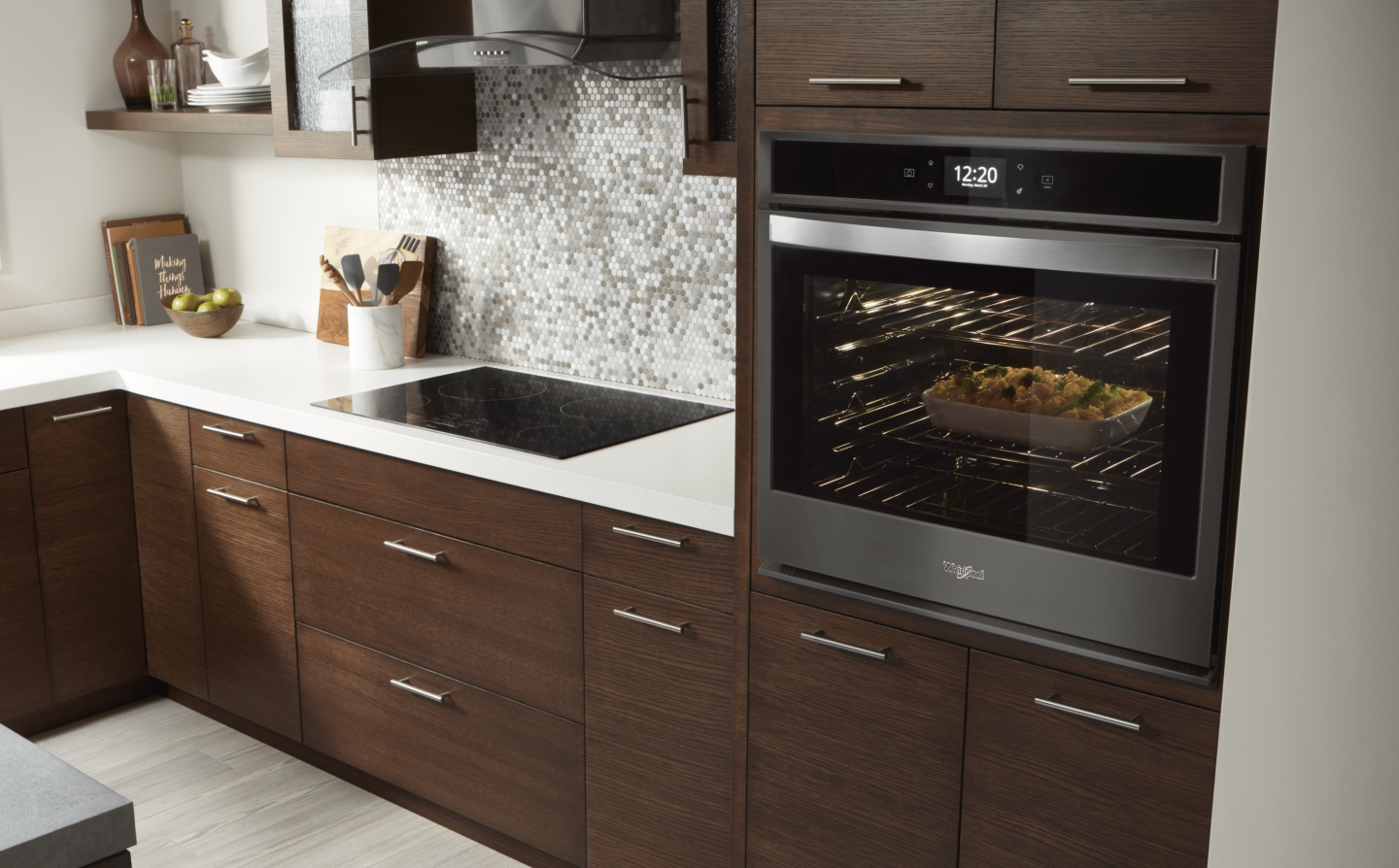 Modern kitchen with smart wall oven