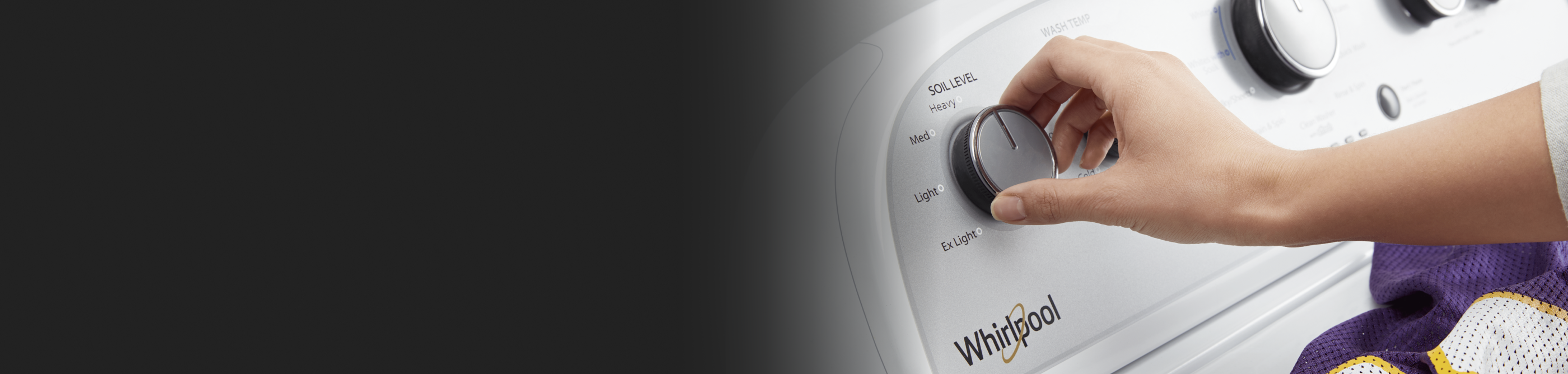 Image of the soil level dial on a washer