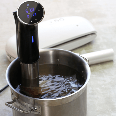 An immersion circulator in a water bath