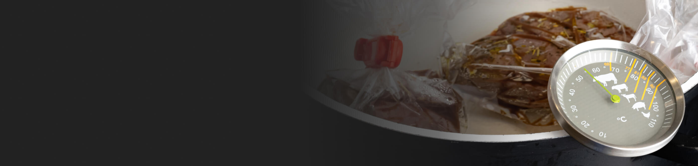 Bagged food with a thermometer