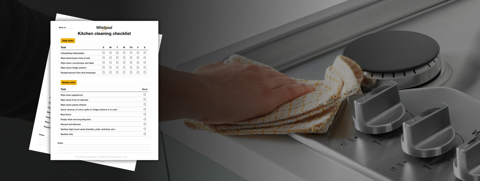 Free cleaning checklist from Whirlpool brand