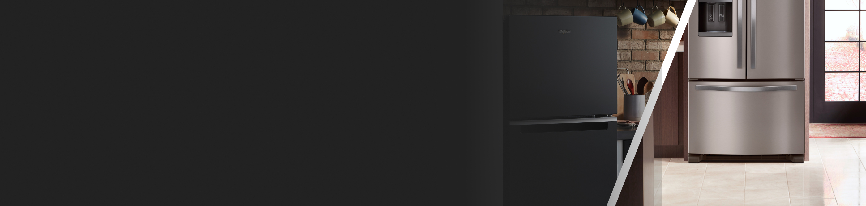 Black Whirlpool® top freezer refrigerator