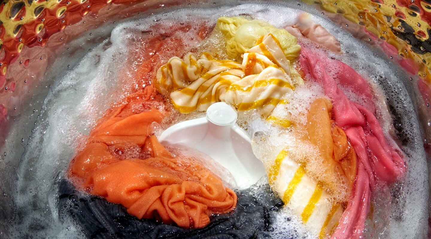 Soapy clothes washing in a washing machine