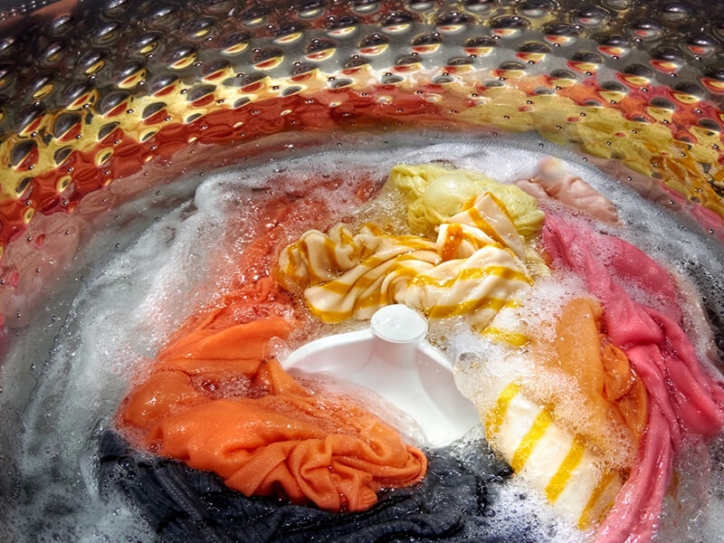 Soapy clothes washing in a washing machine