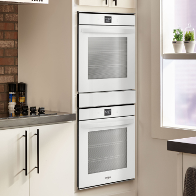 A stainless steel double wall oven